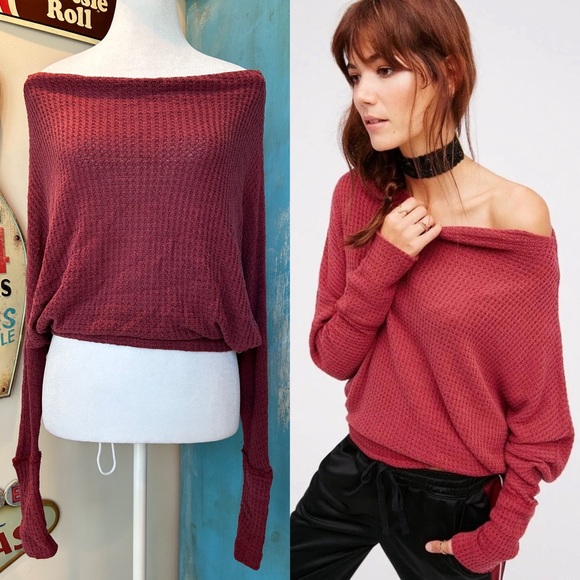 Free People Tops - Free People Drippy Thermal Mercury Tee